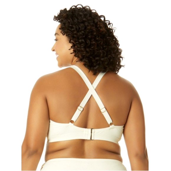 TIME & TRU 3X Plus 24W-26W Cream Vanilla Dream Pique Key Halter Bikini TOP NWT - Picture 5 of 7